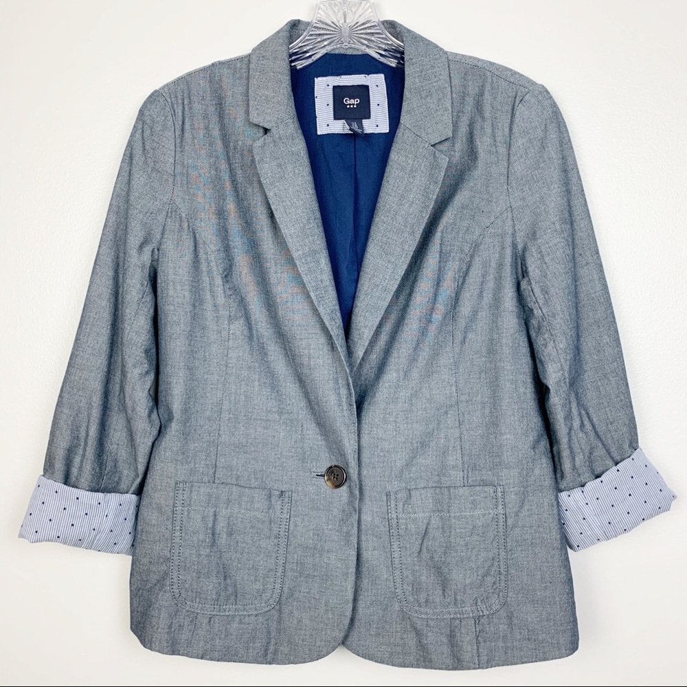 Gap Chambray Blazer Star Interior Blue 2 B10